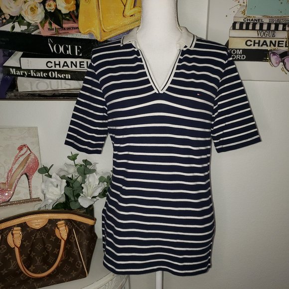 Tommy Hilfiger Tops - ** PRICE FIRM ** Tommy Hilfiger - Womans V-neck Stripe Polo